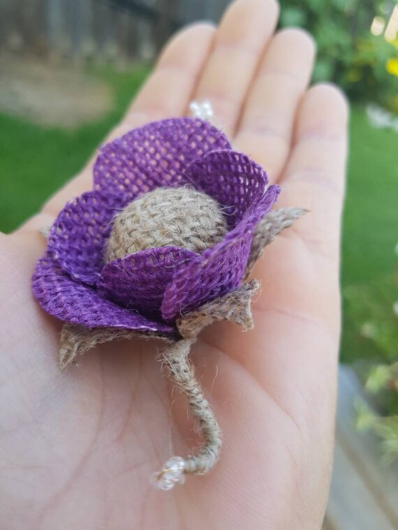10 Burlap Rose Buds Burlap Wedding Cake Flower All Colors Etsy