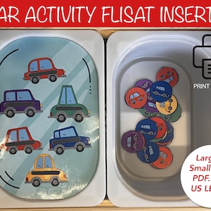 Insertos Flisat para actividades en el automóvil, inserto Trofast, imprimible Flisat, juego de simulación para niños en edad preescolar, juego dramático para niños pequeños, mesa sensorial