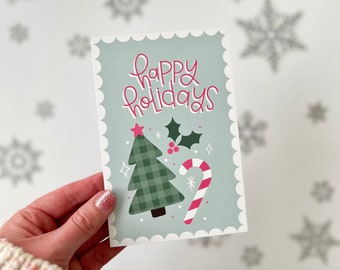 Happy Holidays Insert Cards, Christmas Notecards, Shipping Supplies, Small Business Packaging Inserts, Cute Hand Lettered Holiday Cards