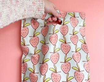 12 x 15" Strawberry Patch Shopping Bags, Cute Retail Bags, Merchandise Bags, Bags With Handles, Boutique Shopping Bags, Pop Up Market Bags