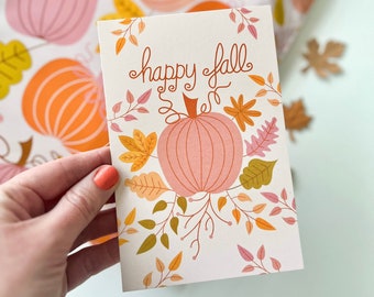 Happy Fall Thank You Cards, Cute Fall Notecards, Shipping Supplies, Small Business Packaging Inserts, Pumpkin Cards, Autumn Leaves Cards