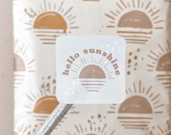 Hello Sunshine Sticker Sheet, Neutral Boho Packaging Stickers, Square Sun Stickers, Cute Small Business Stickers, Summer Sticker Labels