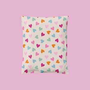 Sobres de polietileno con forma de corazón de 6 x 9 pulgadas, embalaje para San Valentín, sobres de polietileno de estilo boutique, bolsas de envío, bolsas de envío autosellables duraderas, sobres bonitos