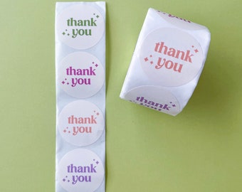 2" Thank You Sticker Roll - 500 Round Colorful Stickers - Two Inch Small Biz Packaging Stickers - Round Thank You Labels - Cute Stickers