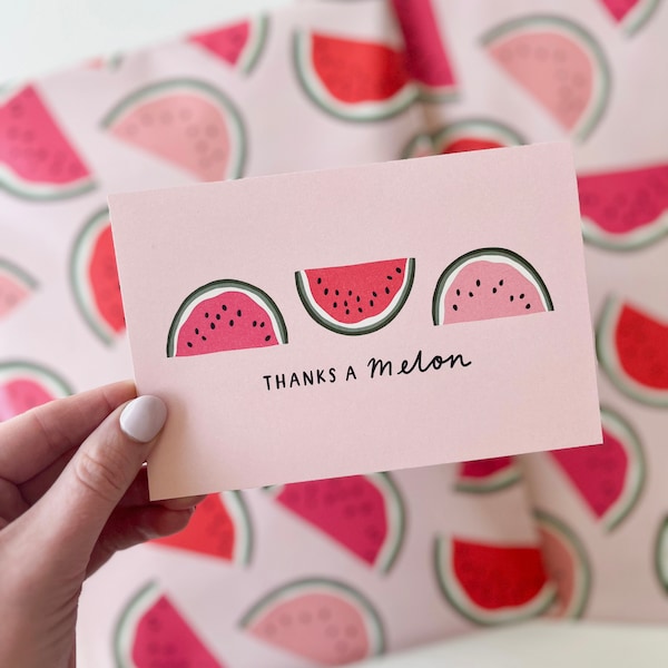 Watermelon Crush Thank You Cards, Cute Summer Notecards, Thanks a Melon, Shipping Supplies, Small Business Packaging Inserts, Punny Card