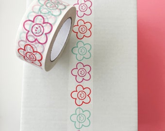 Flower Power Packing Tape, Cute Floral Tape, Packaging Tape, Self Adhesive Carton Sealing Shipping Tape, Small Business Designer Tape