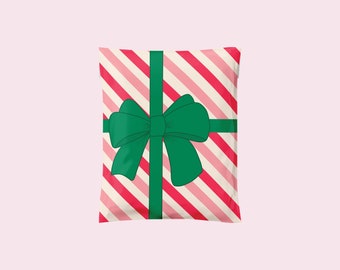 6x9" WRAPPED IN CHEER Poly Mailer, Christmas Packaging, Boutique Poly Mailer, Mailing Bag, Durable Self Seal Shipping Bag, Cute Bow Mailers