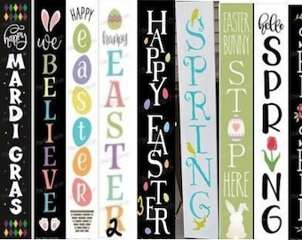 6” w x 36” h - Reversible, Double-Sided Seasonal Vertical Signs