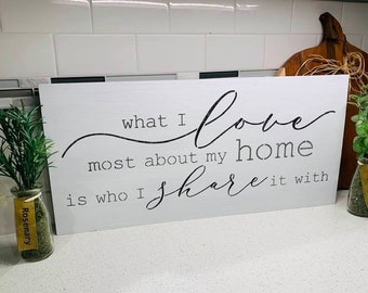 What I Love Most About my Home Wood Sign-12 x 24