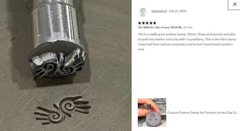 Custom Pottery Stamp for Ceramic artists Clay Signature Stamp for Clay Stamp for pottery Makers mark Custom Tiny Metal Stamp Gift For Potter image 10