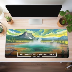 National Park Gaming Mousepad, Large Desk Mat, Flower Gamer Mousepad, Yellowstone Mouse Pad, Computer Office Accessories, Desk Decor