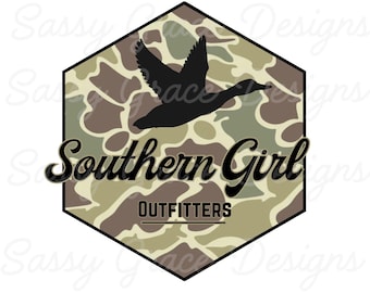 Southern Girl Camo Duck Hunting PNG, Retro Design (Digital Download)
