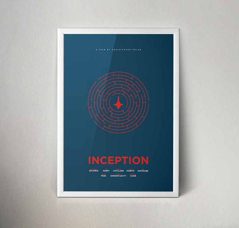 Inception movie poster print film poster art minimalist Etsy