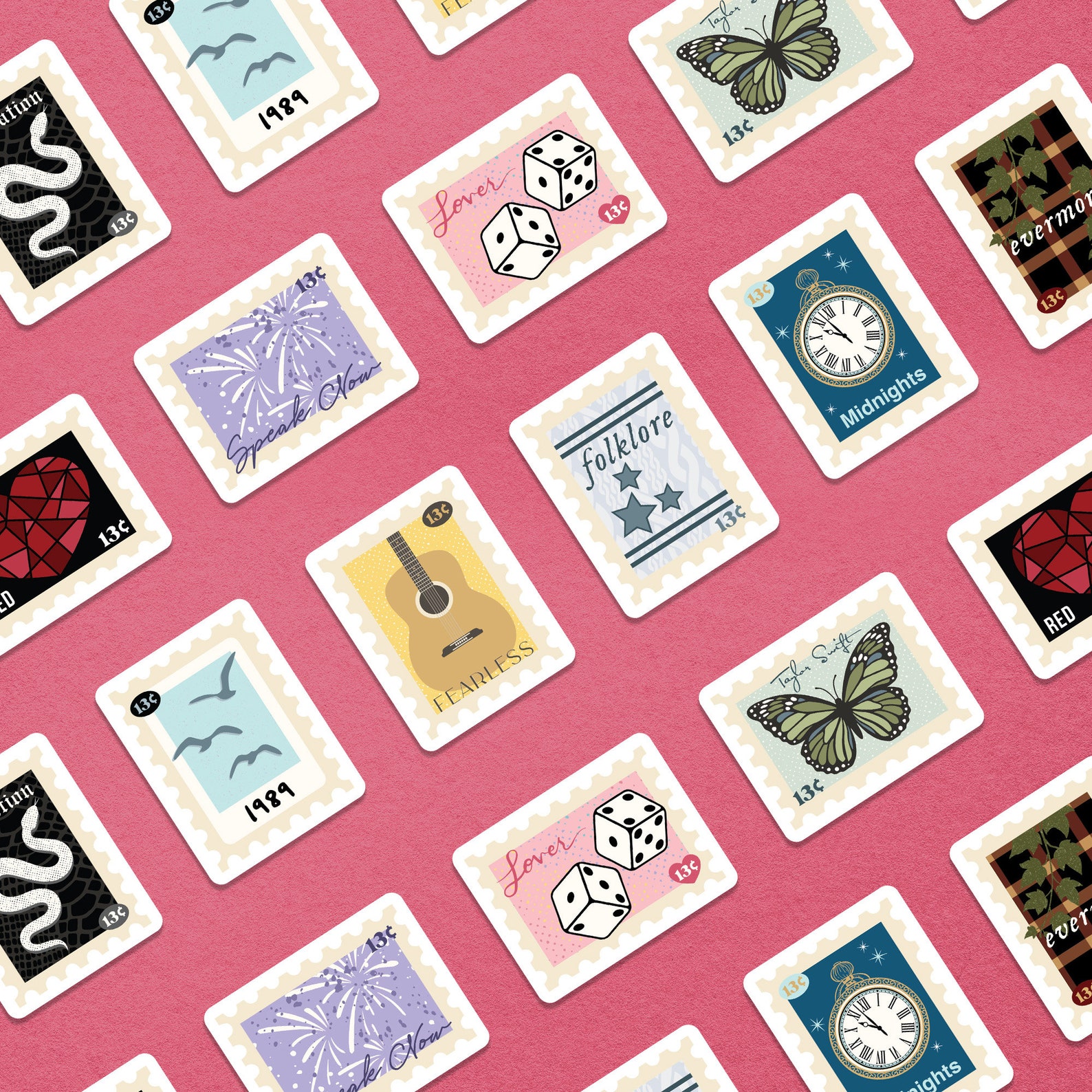 Taylor Swift Album Stamps Vintage Sticker Sheet Etsy