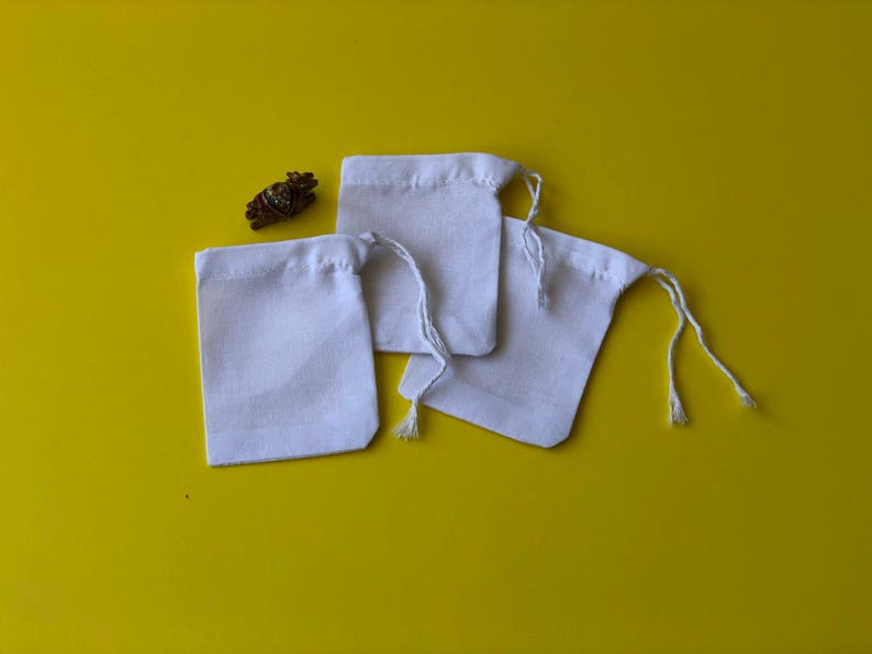 100pcs 3.25x5 WHITE Muslin Drawstring Bag Bleach White Muslin Bags Wedding Favor Single DRAWSTRING