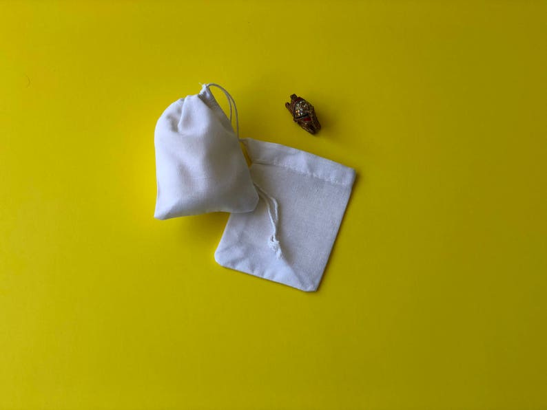 100pcs 3.25x5 WHITE Muslin Drawstring Bag Bleach White Muslin Bags Wedding Favor Single DRAWSTRING
