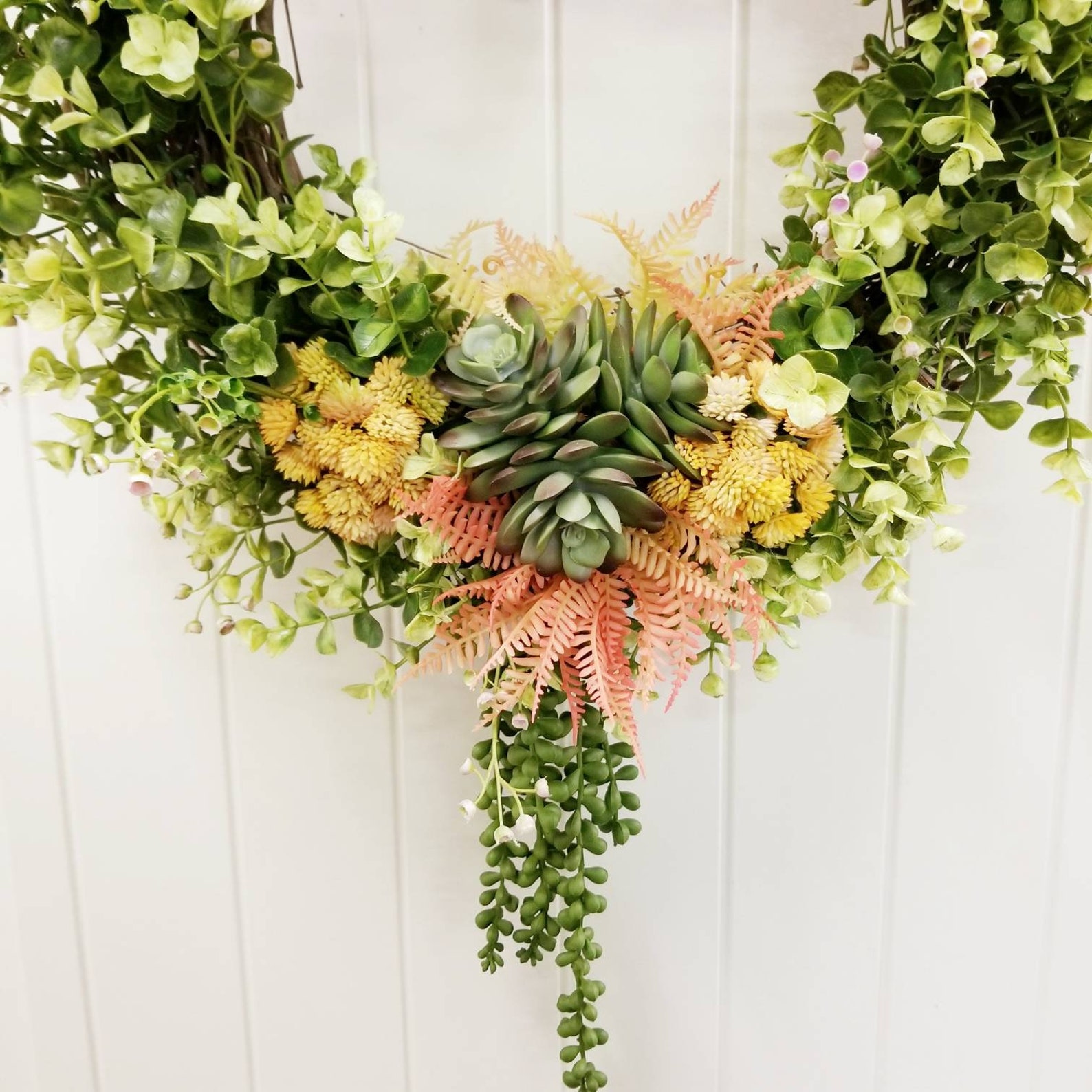 Faux Succulent Front Door Wreath Year Round Everyday | Etsy