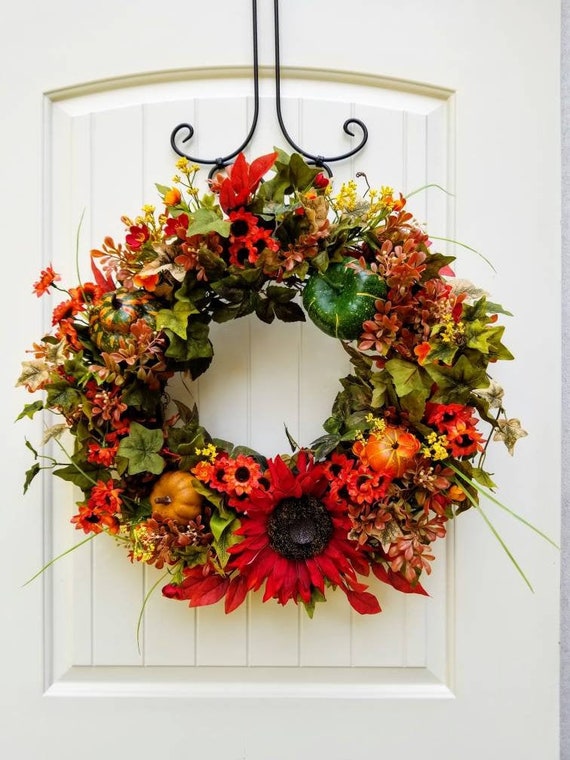 Fall Sunflower Pumpkin Wreath: Farmhouse Autumn Door Decor