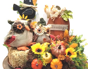 Fall Farmhouse Owl Table Arrangement: Country Blessings Centerpiece