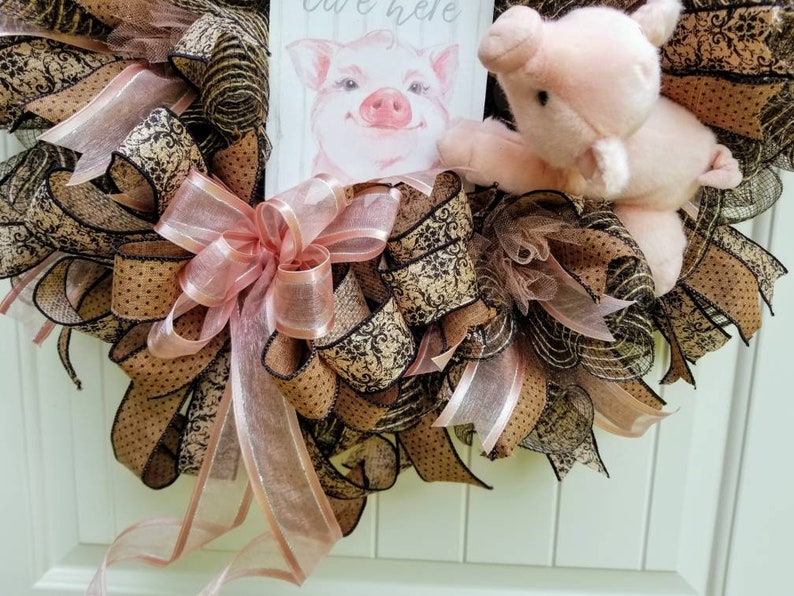Pig Wreath for Front Door Everyday Wreath Country Decor Etsy