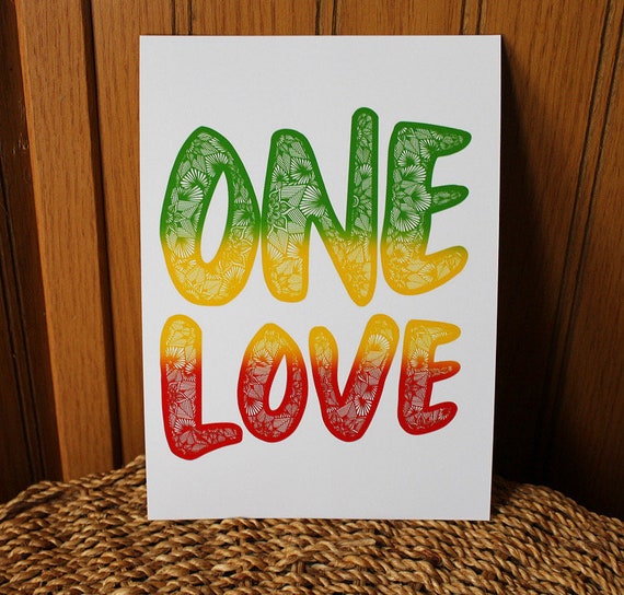 One Love Bob Marley Print Reggae Art Print Tropical Home Etsy