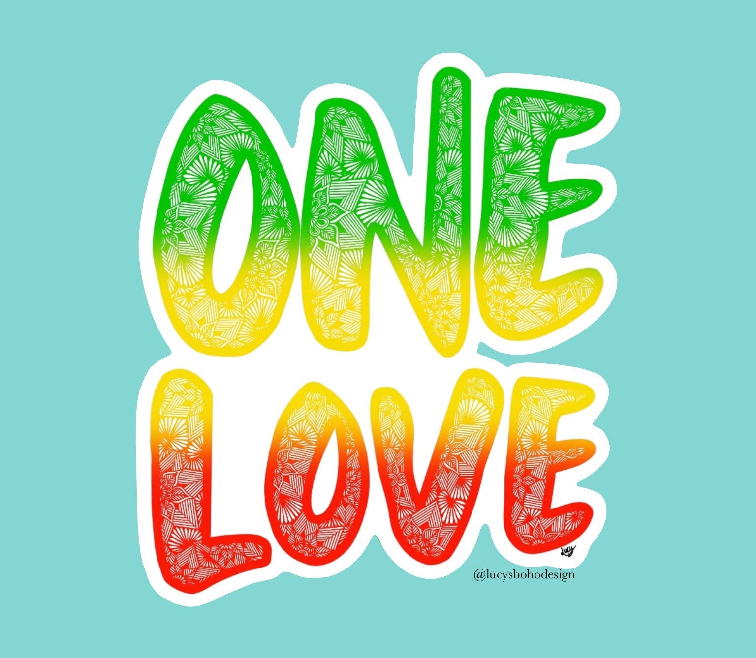 Download One Love Sticker Bob Marley Stickers Zentangle Stickers | Etsy
