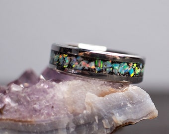 Memorial Ring - Cremation Ash and Opal - Expanded sizes now available!