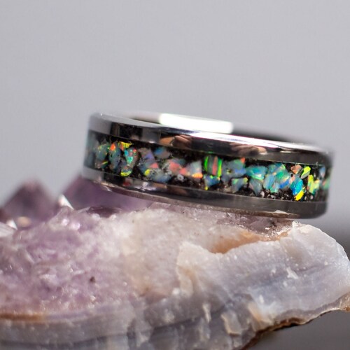 Memorial Ring - Cremation Ash and Opal - Expanded sizes now available!