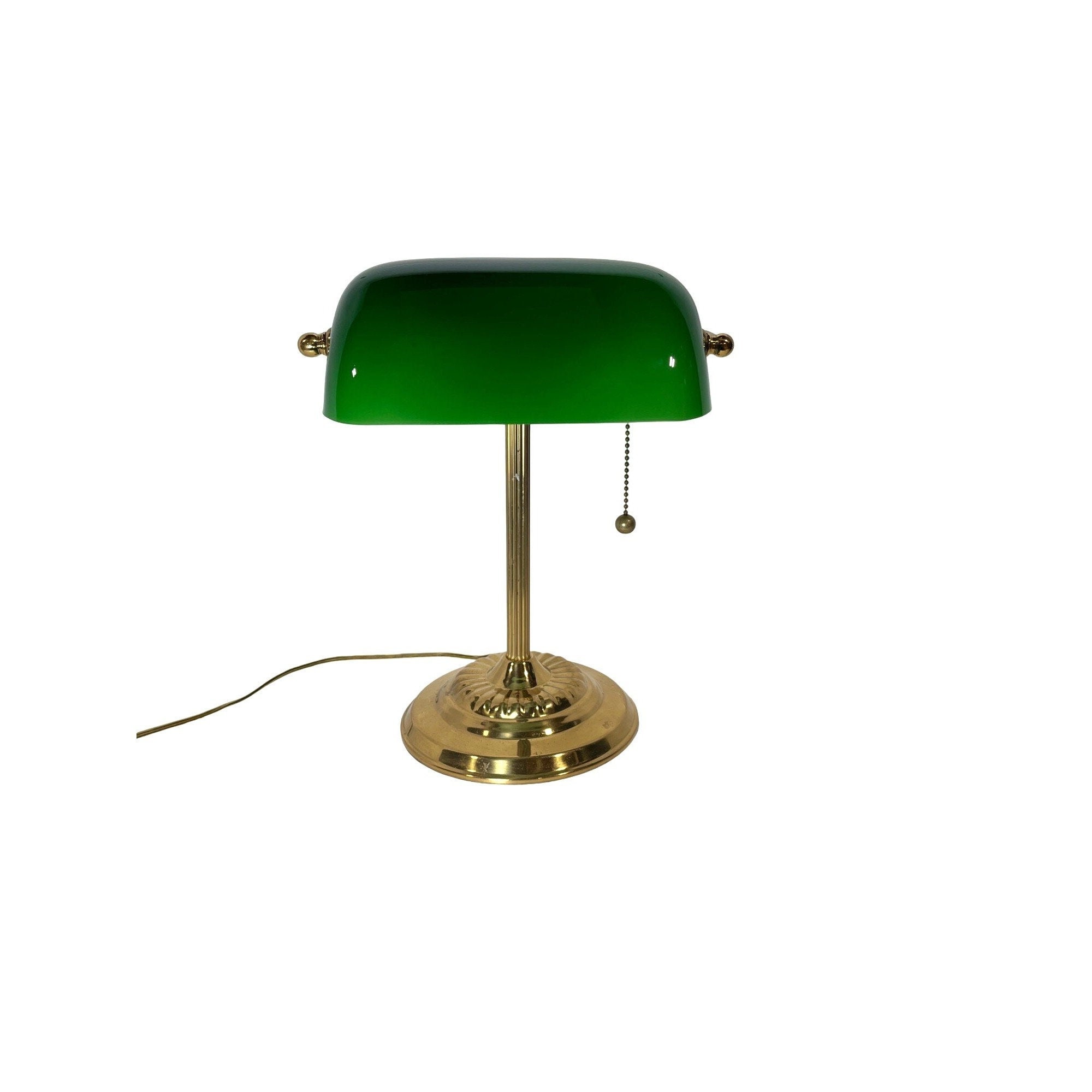 Brass and Green Glass Desk Lamp Bankers Lamp Library Lamp Brass