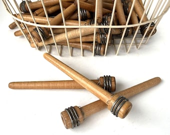 Wood Spools Bobbins Wooden Industrial 8 Inch Vintage Quills Set Of 3