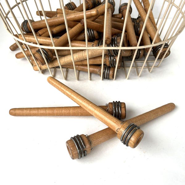 Wood Spools Bobbins Wooden Industrial 8 Inch Vintage Quills Set Of 3