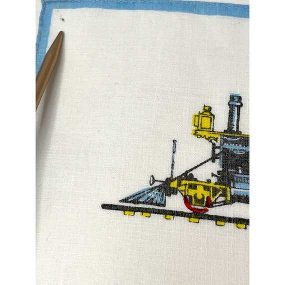 Vintage Train Handkerchief Set of 3 Colorful Rect… - image 4