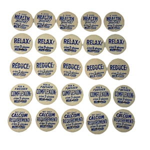 Vintage Lot of 25 Milk Bottle Caps Blue & White Dairy Collectible 5 of 5 designs