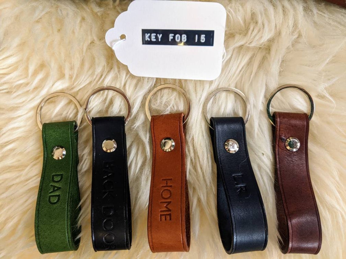 Personalised leather key ring Etsy