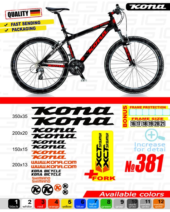 KONA Bicycle Bike Frame Decals Sticker Adhesive Graphic Vinyl Aufkleber Blue
