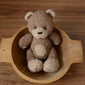 Newborn Knitted Boucle Brown Bear Toy, Teddy Bear Newborn Photography Prop, Big Teddy Bear Toy for Baby, Newborn Bear Props
