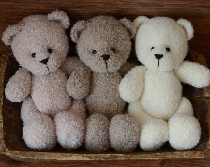 Beige Teddy bear for newborn photo shoots, newborn knitted toy, Newborn Photography Prop, Newborn white decoration