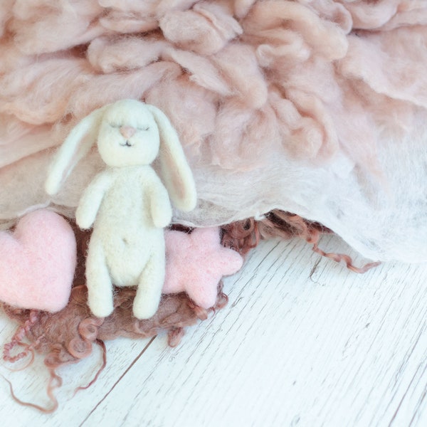 Accessoire photo lapin feutré, jouet en laine pour bébé nouveau-né, accessoires de studio de photographie