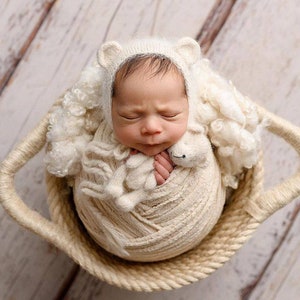 Weiße gewebte Decke für Neugeborene, extrafeine texturierte Foto Requisite für Baby Foto-Sessions, grobstrick Wollteppich