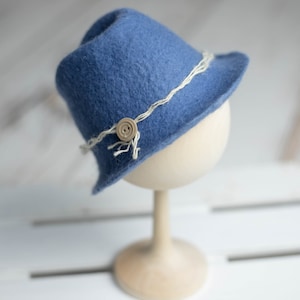 Felted newborn hat, baby wool photo props, cute Fedora hat for infant boy