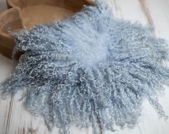 Baby photo prop blanket, felted basket stuffer, fluffy flokati round, newborn photography wraps