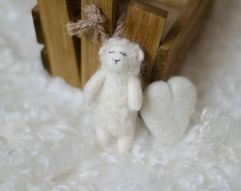 Felted Sheep Newborn Toy Photography Props White Photo Prop