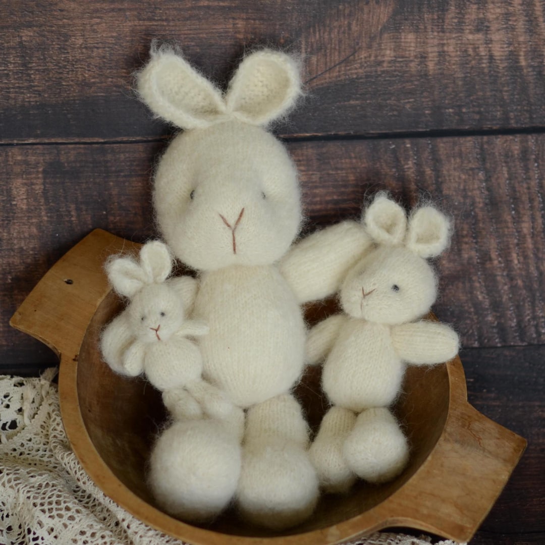 White Rabbit Prop Newborn Bunny Toy, Rabbit Photo Prop, Baby Shower Gift, Knitted White ...