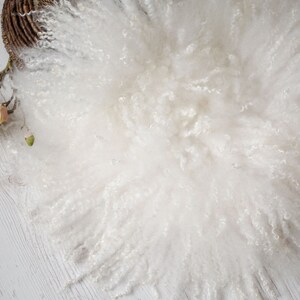 Puede incluir: Alfombra de piel de oveja blanca y esponjosa, perfecta para accesorios de fotograf&iacute;a de reci&eacute;n nacidos. La alfombra es suave y texturizada, de color blanco natural.