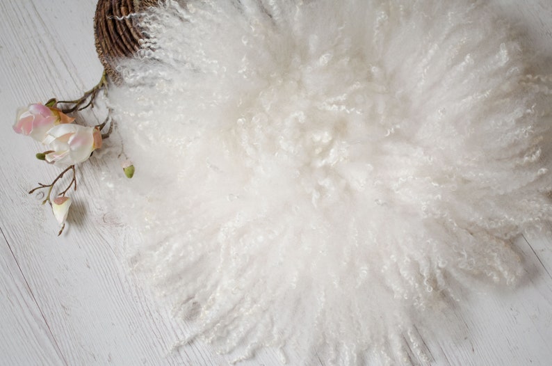 Puede incluir: Alfombra de piel de oveja blanca y esponjosa, perfecta para accesorios de fotograf&iacute;a de reci&eacute;n nacidos. La alfombra es suave y texturizada, de color blanco natural.