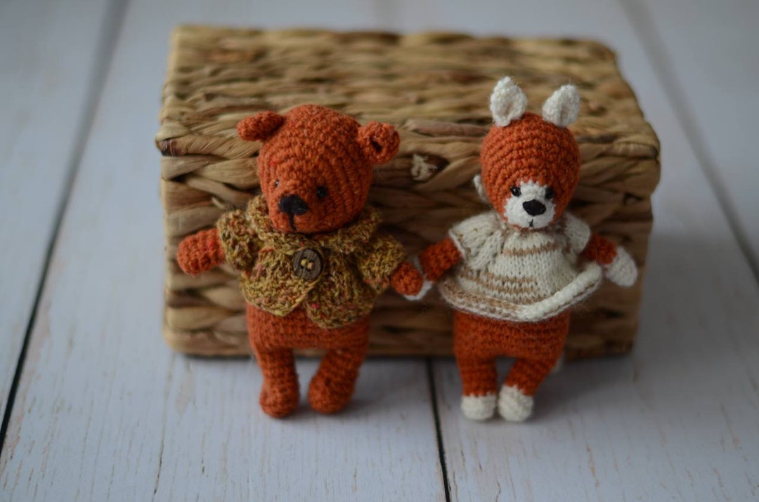 Newborn Crochet Teddy Photography Props, Newborn Bunny Photo Toy, Small ...