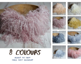 Curly wool layer, flokati blanket, infant studio photography, newborn photo props