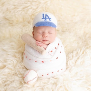 Los Angeles Baseball pasgeboren foto prop, pasgeboren sport, fotografie pasgeboren jongen, vilten hoed, bal, vleermuis, vilten sport rekwisieten