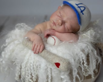 Baseball Felted newborn photo Props, soccer, football, hat and ball, Newborn Photography Props, felted wool toys,
