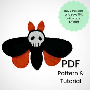 Death Moth felt sewing pattern/PDF pattern template download/Felt Moth pattern/Felt Moth ornament/Horror toy decor /Felt ornament pattern